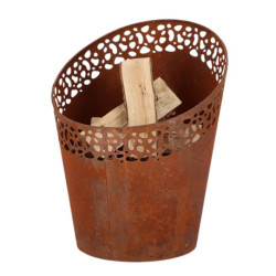 Braséro de jardin incliné ovale ajouré en fer – 36,1 x 35 x 44,9 cm - Rouille