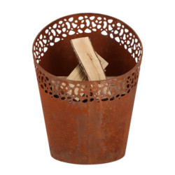 Braséro de jardin incliné ovale ajouré en fer – 36,1 x 35 x 44,9 cm - Rouille