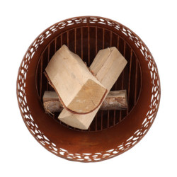 Braséro de jardin incliné ovale ajouré en fer – 36,1 x 35 x 44,9 cm - Rouille
