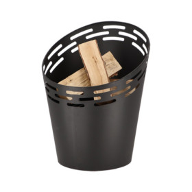 Braséro de jardin incliné ovale ajouré en fer – 36,1 x 35 x 44,9 cm - Noir