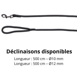Laisse en nylon Aiden – L.5 m – Ø10 mm - Noir