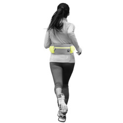 Ceinture de jogging ventrale avec laisse amortisseur réfléchissante en Nylon - Jaune