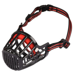 Muselière sangle Silas avec cage en polyéthylène – Taille L – Tour de cou 38-52 cm – Museau 12 x 5,5 x 7 cm