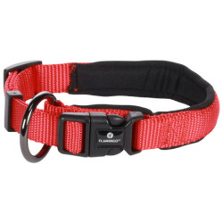 Collier Abbi en nylon avec doublure en néoprène – Taille S – Tour de cou 40-45 cm – l.20 mm - Rouge