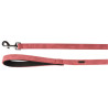 Laisse en cuir synthétique Delu avec poignée en néoprène - L.1,3 m – l.20 mm – Ep. 4 mm  – Rouge