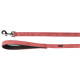Laisse en cuir synthétique Delu avec poignée en néoprène – L.1,3 m – l.25 mm – Ep. 4 mm – Rouge