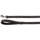 Laisse en cuir synthétique Delu avec poignée en néoprène – L. 1,3 m – l. 20 mm – Ep. 4 mm – Noir