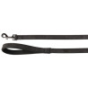 Laisse en cuir synthétique Delu avec poignée en néoprène – L. 1,3 m – l. 20 mm – Ep. 4 mm – Noir