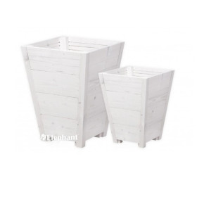 Jardinière conique blanchi vaso BOIS EXOTIQUE - Contenance 130 L - 47 x 47 x 60 cm