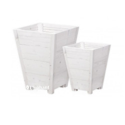 Jardinière conique blanchi vaso BOIS EXOTIQUE - Contenance 130 L - 47 x 47 x 60 cm
