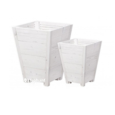Jardinière conique blanchi Vaso BOIS EXOTIQUE - Contenance 260 L - 59 x 59 x 75 cm