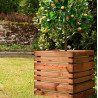 Jardinière carré avec bac en acier galvanisé PIN teinté brun - 50 x 50 x 50 cm