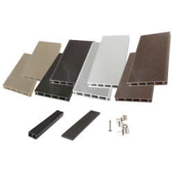 Pack complet pour 15 m² lames de terrasse alvéolaires réversibles en composite– 260 x 14,6 x 2,4 cm – Anthracite