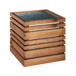 jardinière carré bois et bac acier 50 x50x 50 cm