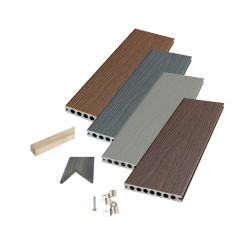 Pack complet pour 25 m² lames de terrasse alvéolaires coextrudées réversibles en composite – 260 x 14,5 x 2,1 cm – 4 coloris