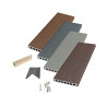 Pack complet pour 25 m² lames de terrasse alvéolaires coextrudées réversibles en composite – 260 x 14,5 x 2,1 cm – 4 coloris