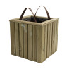 Jardinière en bois carrée avec 2 anses et géotextiles - 39,5 x 39,5 x 39,5 cm