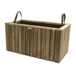 Jardinière en bois rectangle avec 2 anses et géotextile SPLENDID - 78 x 39.5 x 39.5 cm