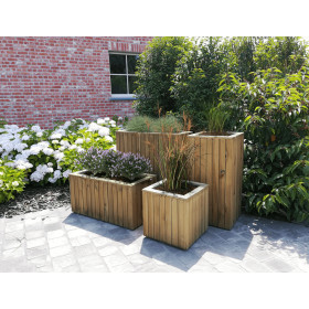 Jardinière en bois rectangle avec 2 anses et géotextile SPLENDID - 78 x 39.5 x 39.5 cm