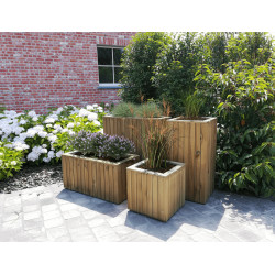 Jardinière en bois rectangle avec 2 anses et géotextile SPLENDID - 78 x 39.5 x 39.5 cm
