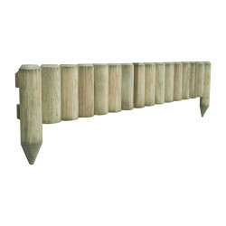 Bordure de jardin en bois demi rondin à planter - L.100 x H.15/25 cm - Ep. 3 cm