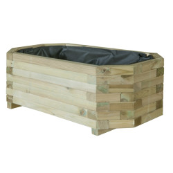 Jardinière octogonale en bois avec géotextile -  100 x 50 cm H.36cm