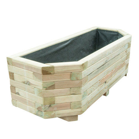 Jardinière en bois hexagonale avec géotextile - 100 x 40 cm H.36cm. Jardinière en bois hexagonale avec géotextile - 100 x 40 cm H.36cm.