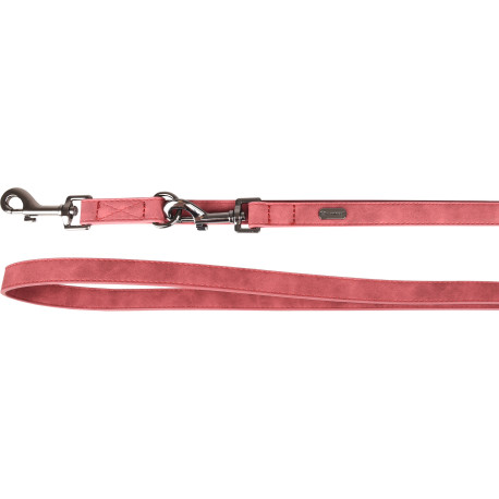 Laisse réglable 3 longueurs en cuir synthétique Delu –  L.2.5 m – l.40 mm – Ep. 4 – Rouge