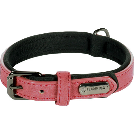 Collier en cuir synthétique avec néoprène Delu XS/S – Tour de cou 24-30 cm - Rouge