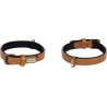 Collier Lyabo en simili cuir avec doublure en néoprène doux – Taille XS – Tour de cou 20/25 cm – l. 10 mm – Ep. 5 mm - Cognac
