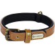 Collier Lyabo en simili cuir avec doublure en néoprène doux – Taille XS-S – Tour de cou 24/30 cm – l. 15 mm – Ep. 5 mm - Cognac
