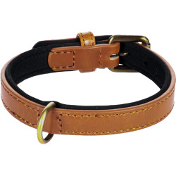Collier Lyabo en simili cuir avec doublure en néoprène doux – Taille L – Tour de cou 42/52 cm – l. 25 mm – Ep. 7 mm - Cognac