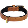 Collier Lyabo en simili cuir avec doublure en néoprène doux – Taille L – Tour de cou 42/52 cm – l. 25 mm – Ep. 7 mm - Cognac