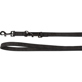 Laisse en cuir synthétique Delu avec poignée en néoprène - L.1,3 m – l.20 mm – Ep. 4 mm – Noir