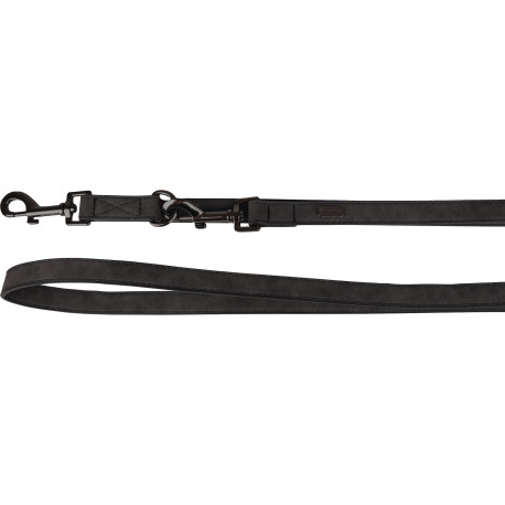 Laisse en cuir synthétique Delu avec poignée en néoprène - L.1,3 m – l.20 mm – Ep. 4 mm – Noir