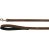Laisse Lyabo en simili cuir avec poignée souple en néoprène – L.1,3 m – l.25 mm – Ep. 4 mm - Brun