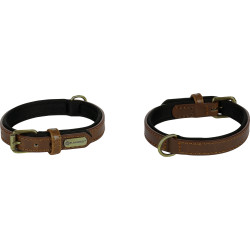 Collier Lyabo en simili cuir avec doublure en néoprène doux – Taille XS-S – Tour de cou 24/30 cm – l. 15 mm – Ep. 5 mm - Brun
