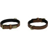 Collier Lyabo en simili cuir avec doublure en néoprène doux – Taille XS-S – Tour de cou 24/30 cm – l. 15 mm – Ep. 5 mm - Brun