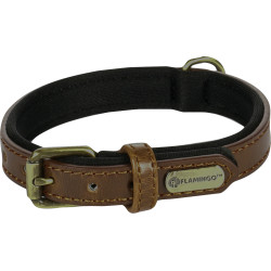 Collier Lyabo en simili cuir avec doublure en néoprène doux – Taille M – Tour de cou 36/44 cm – l. 20 mm – Ep. 6 mm - Brun