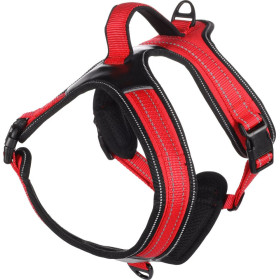 Harnais en Y Toga pour Chien en nylon et rembourrage doux – Taille XL – Tour de cou 61 cm - Rouge