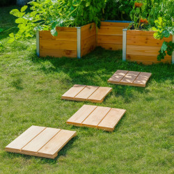 Lot de 4 dalles de terrasse en bois Douglas non traité – 37 x 37 x 3,8 cm - Qualité Image IA