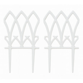 Lot de 2 bordures de jardin style Vintage en fonte – 17,5 x 1 x 33,5 cm - Blanc - Qualité Image IA