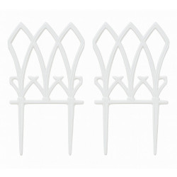 Lot de 2 bordures de jardin style Vintage en fonte – 17,5 x 1 x 33,5 cm - Blanc - Qualité Image IA