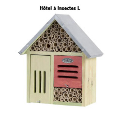 Hôtel à insectes en bois de pin FSC 100 % et toit en zinc - 13,7 x 28,4 x 32,8 cm - Taille L