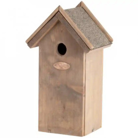 Nichoir de jardin antique pour mésanges charbonnières en bois et toit en bitume – 13,8 x 18,3 x 31,5 cm