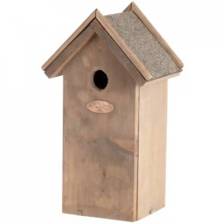 Nichoir de jardin antique pour mésanges charbonnières en bois et toit en bitume – 13,8 x 18,3 x 31,5 cm