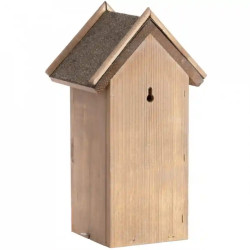 Nichoir de jardin antique pour mésanges charbonnières en bois et toit en bitume – 13,8 x 18,3 x 31,5 cm
