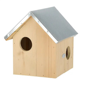 Abri Nichoir pour écureuil sauvages en bois FSC 100 %, toiture en zinc – 26,3 x 25,3 x 29 cm