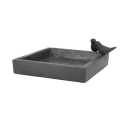 Bain d'oiseaux en terrazzo carré à poser - 31,7 x 31,7 x 12,4 cm – Noir moucheté