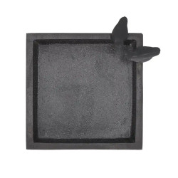 Bain d'oiseaux en terrazzo carré à poser - 31,7 x 31,7 x 12,4 cm – Noir moucheté